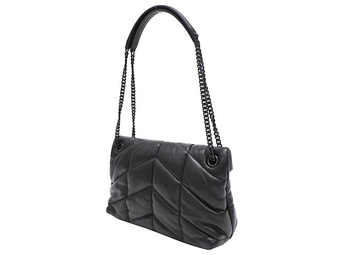 Yves Saint Laurent Borsa a spalla Small Toy Puffer Saint Laurent in pelle d'agnello nera Nero - vista 3