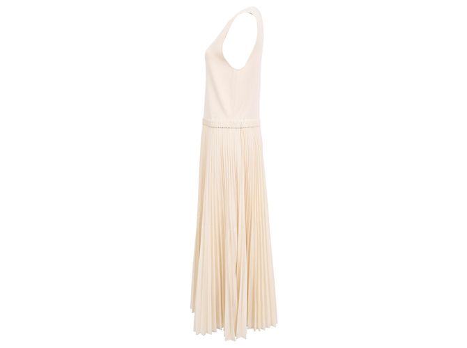 Vestido midi sin mangas plisado Theory en rayón marfil Blanco Crudo - vista 2