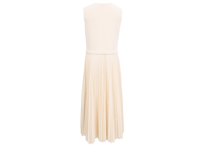 Vestido midi sin mangas plisado Theory en rayón marfil Blanco Crudo - vista 3