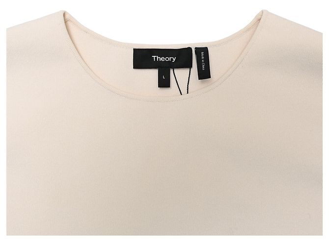 Vestido midi sin mangas plisado Theory en rayón marfil Blanco Crudo - vista 4