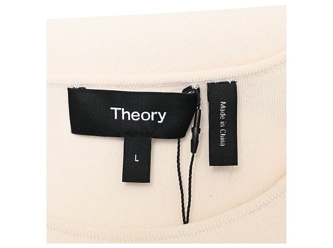Vestido midi sin mangas plisado Theory en rayón marfil Blanco Crudo - vista 5