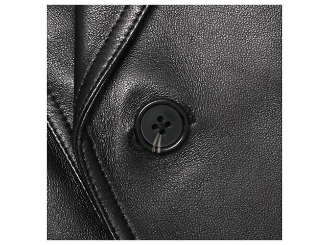 Theory Double-Breasted Cropped Jacket in Black Lamb Leather - view 10