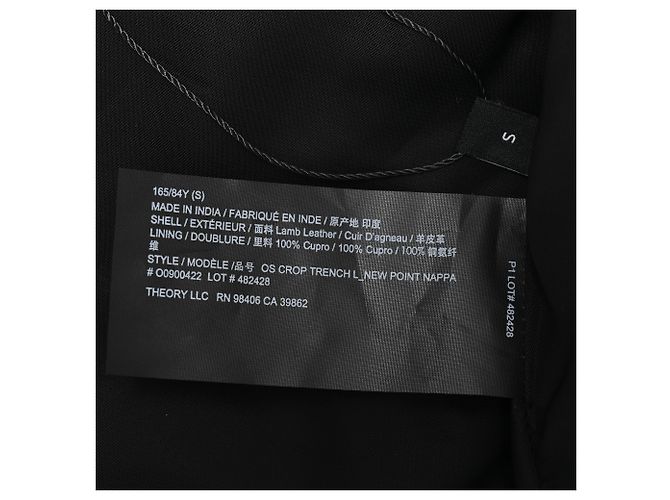 Theory Double-Breasted Cropped Jacket in Black Lamb Leather - view 7