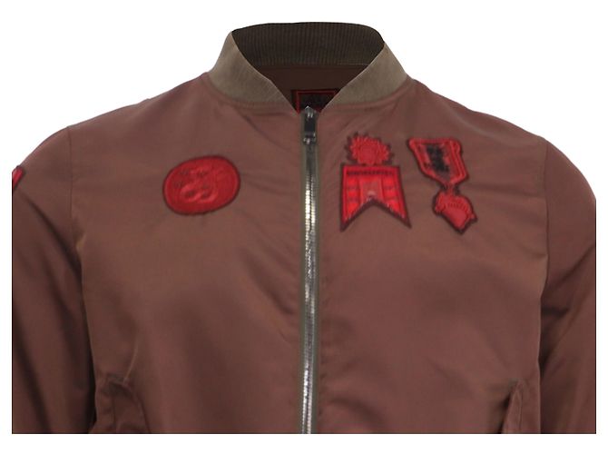 Valentino Garavani Giacca Bomber Valentino con zip e patch in poliammide marrone - vista 2