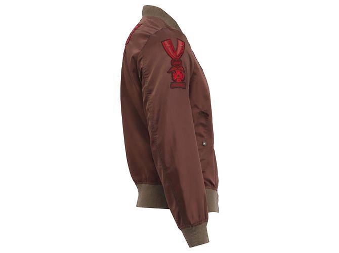 Valentino Garavani Giacca Bomber Valentino con zip e patch in poliammide marrone - vista 3