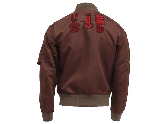 Valentino Garavani Giacca Bomber Valentino con zip e patch in poliammide marrone - vista 4