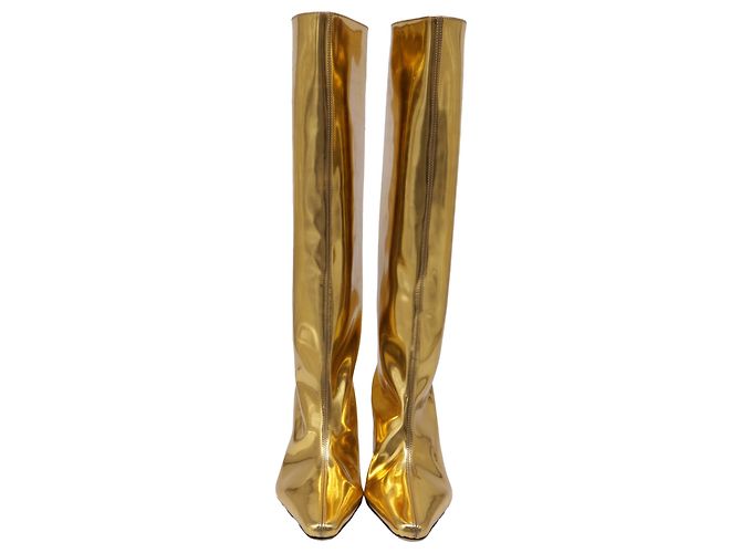 Stivali alti a punta By Far in pelle oro metallizzato D'oro Metallico - vista 2