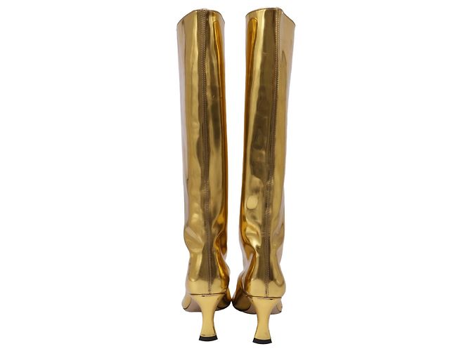 Stivali alti a punta By Far in pelle oro metallizzato D'oro Metallico - vista 5