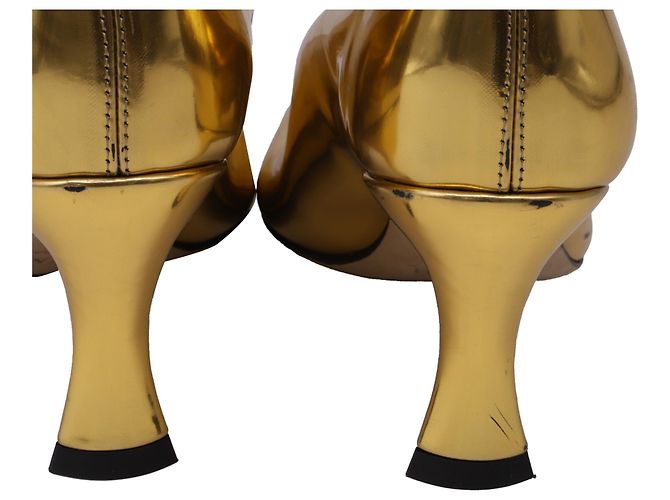 Stivali alti a punta By Far in pelle oro metallizzato D'oro Metallico - vista 6