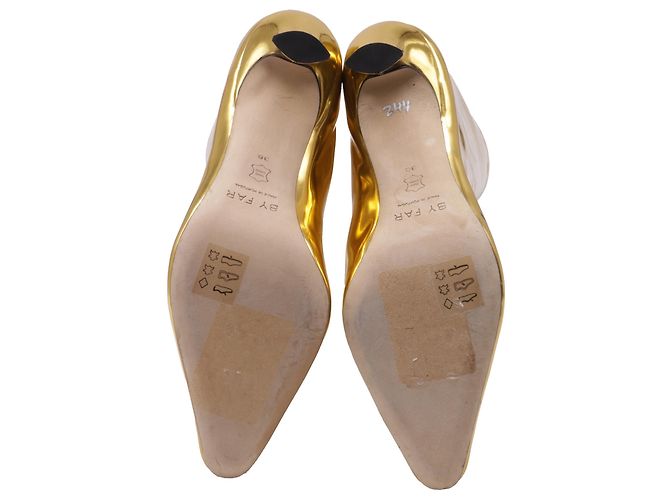 Stivali alti a punta By Far in pelle oro metallizzato D'oro Metallico - vista 8