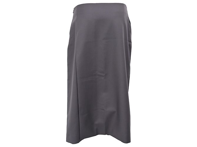 Falda midi recta Joseph en lana gris - vista 3