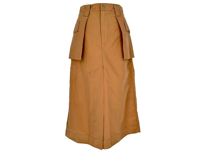 Falda midi cargo Ganni en algodón Rust Orange Naranja - vista 2