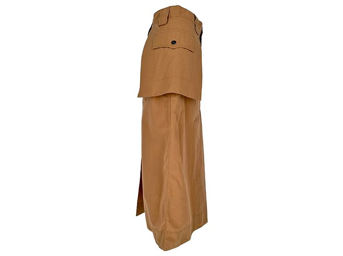 Falda midi cargo Ganni en algodón Rust Orange Naranja - vista 3