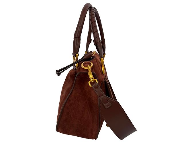 Sac à main Chloé Marcie Medium en daim marron Imprimé python - vue 5