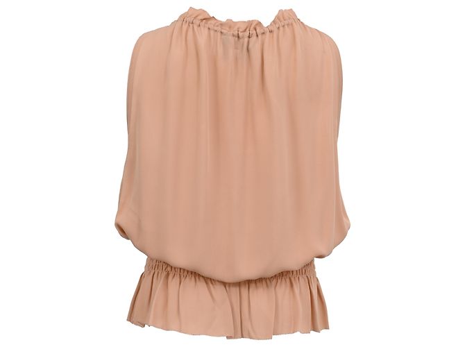 Blusa sin mangas Theory Dezzie en seda beige - vista 3
