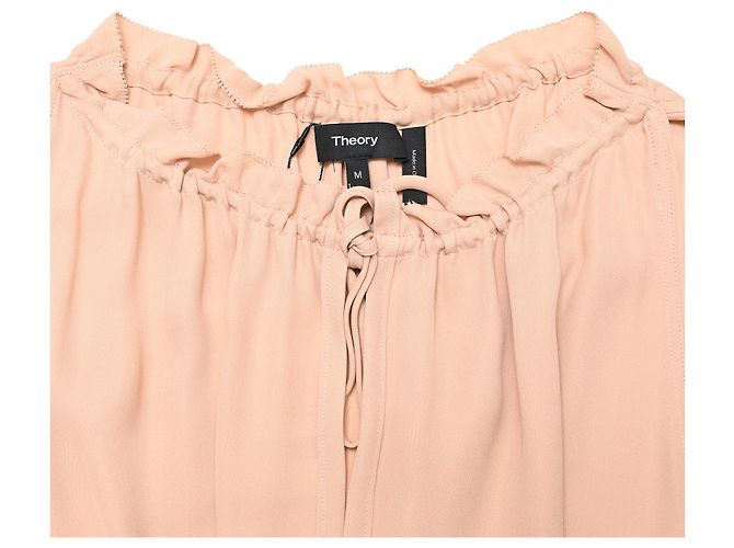 Blusa sin mangas Theory Dezzie en seda beige - vista 5