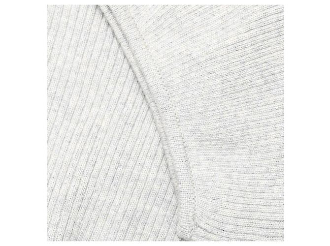 Ralph Lauren V-Ausschnitt Rippstrick-Pullover aus grauem Kaschmir - Ansicht 6