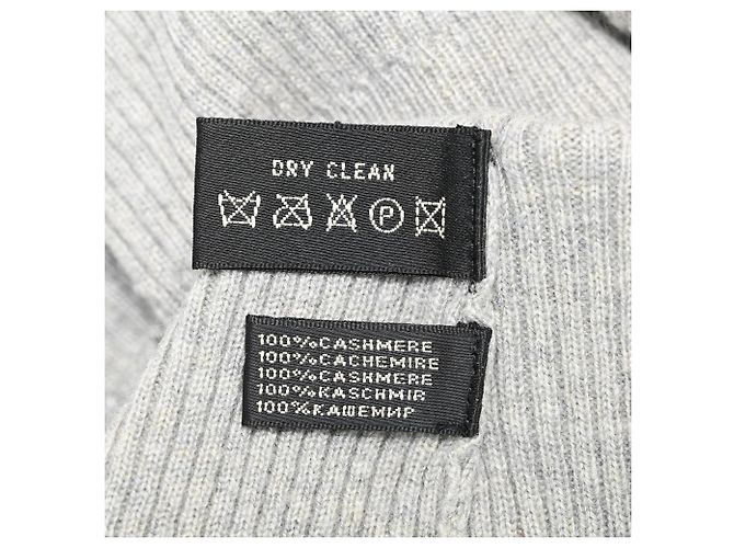 Ralph Lauren V-Ausschnitt Rippstrick-Pullover aus grauem Kaschmir - Ansicht 7