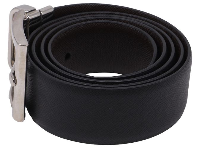 Prada Wendelgürtel aus schwarzem Saffiano-Leder - Ansicht 2