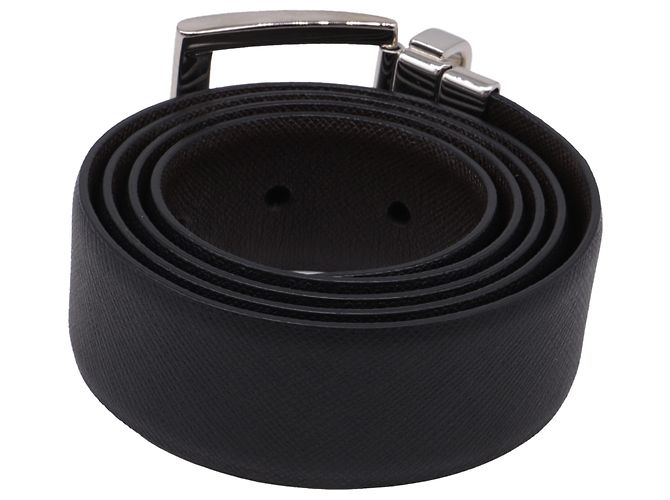 Prada Wendelgürtel aus schwarzem Saffiano-Leder - Ansicht 3