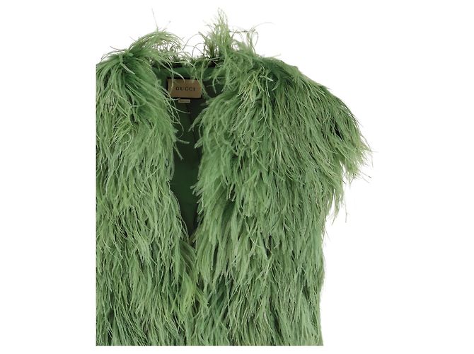 Gilet Gucci in piume di struzzo verde - vista 3