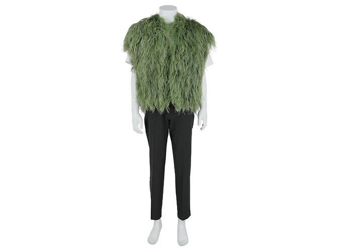 Gilet Gucci in piume di struzzo verde - vista 4