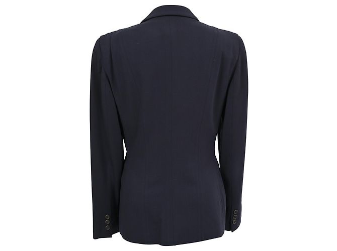 Giorgio Armani Einreihiger Blazer aus navyblauer Wolle Marineblau - Ansicht 3