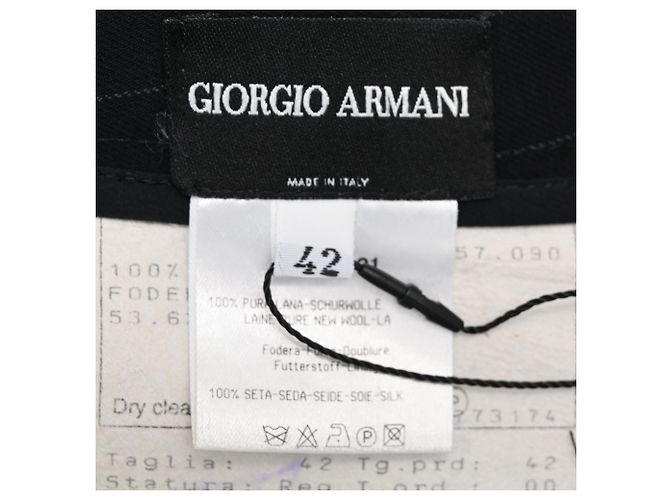 Falda lápiz midi de raya diplomática Giorgio Armani en lana azul marino - vista 4