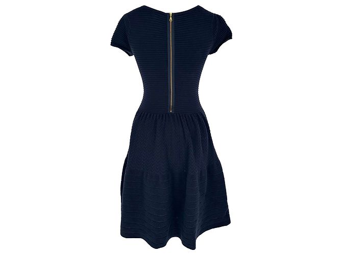 Mini abito Sandro con scollo rotondo in cotone blu navy - vista 3
