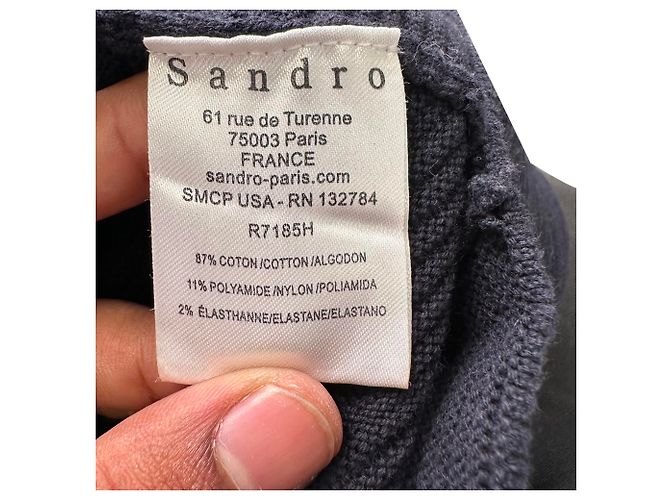 Mini abito Sandro con scollo rotondo in cotone blu navy - vista 8