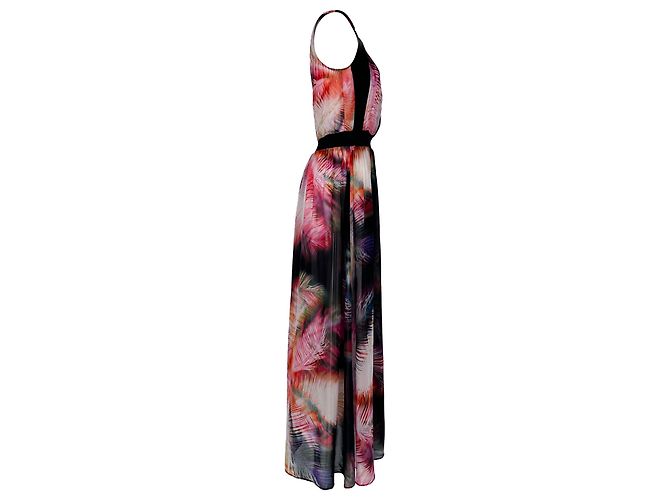 Sandro Midi-Kleid mit Blumenprint aus schwarzem Polyester - Ansicht 2