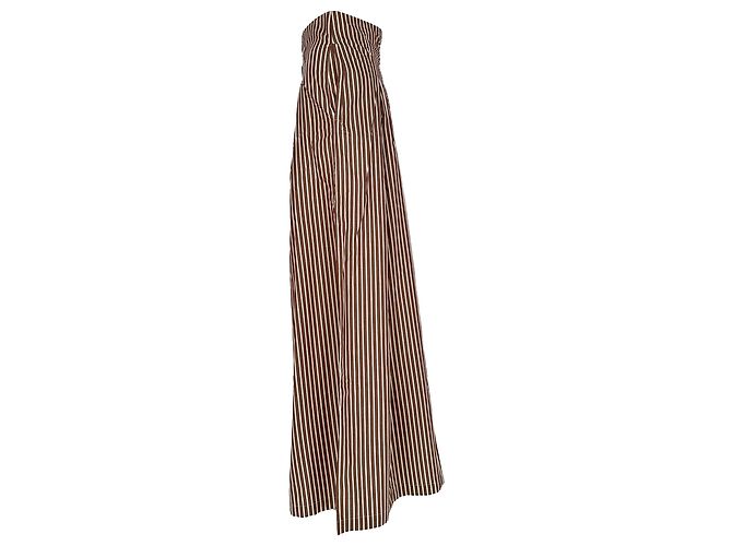 Autre Marque Pantalones anchos a rayas Maria De La Orden en algodón marrón Castaño - vista 2