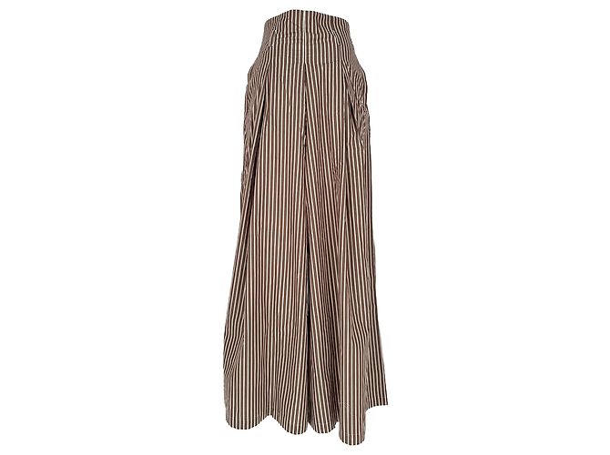 Autre Marque Pantalones anchos a rayas Maria De La Orden en algodón marrón Castaño - vista 3