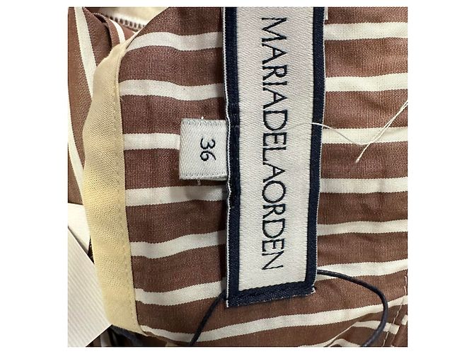 Autre Marque Pantalones anchos a rayas Maria De La Orden en algodón marrón Castaño - vista 4