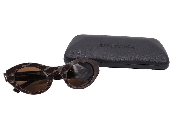 Gafas de sol ovaladas Balenciaga BB Monogram en acetato marrón Castaño - vista 7