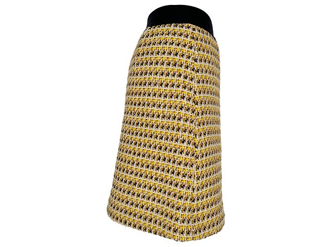 Maje Tweed-Pattern Minirock aus gelbem Polyester - Ansicht 2