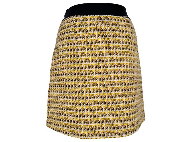 Maje Tweed-Pattern Minirock aus gelbem Polyester - Ansicht 3