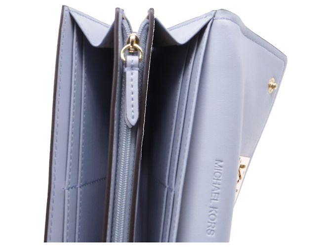 Portafoglio bi-fold Large Mimi Michael Kors in pelle Saffiano blu - vista 10