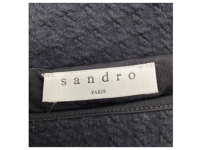 Sandro Paris Bluse mit Rüschenärmeln aus schwarzer Baumwolle - Ansicht 8