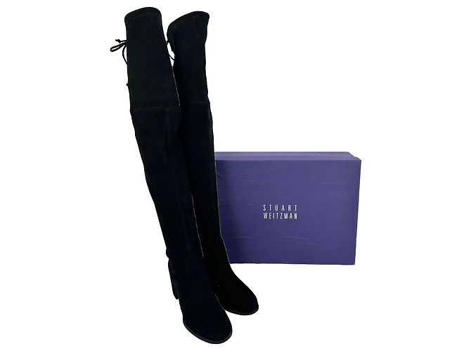 Stivali sopra il ginocchio Stuart Weitzman Tieland in camoscio nero - vista 10