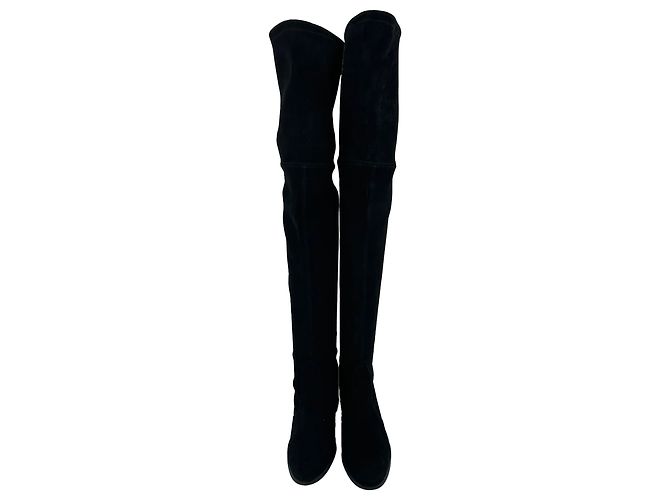 Stivali sopra il ginocchio Stuart Weitzman Tieland in camoscio nero - vista 2