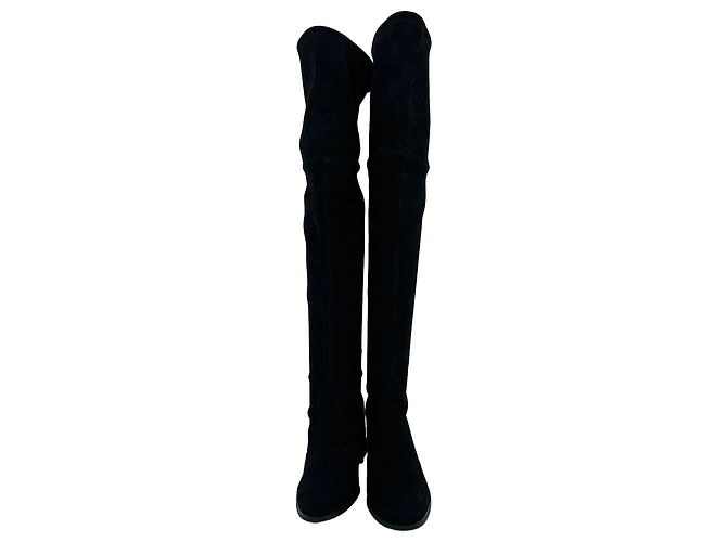Stivali sopra il ginocchio Stuart Weitzman Tieland in camoscio nero - vista 3