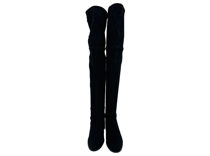 Stivali sopra il ginocchio Stuart Weitzman Tieland in camoscio nero - vista 4