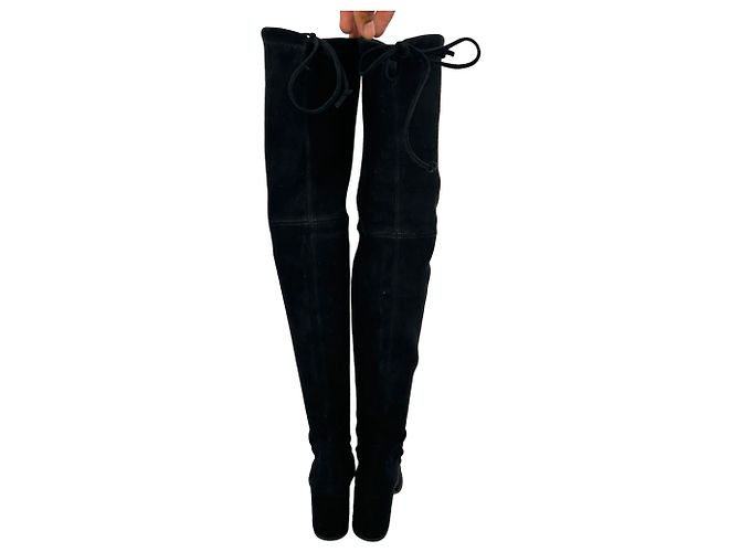 Stivali sopra il ginocchio Stuart Weitzman Tieland in camoscio nero - vista 5