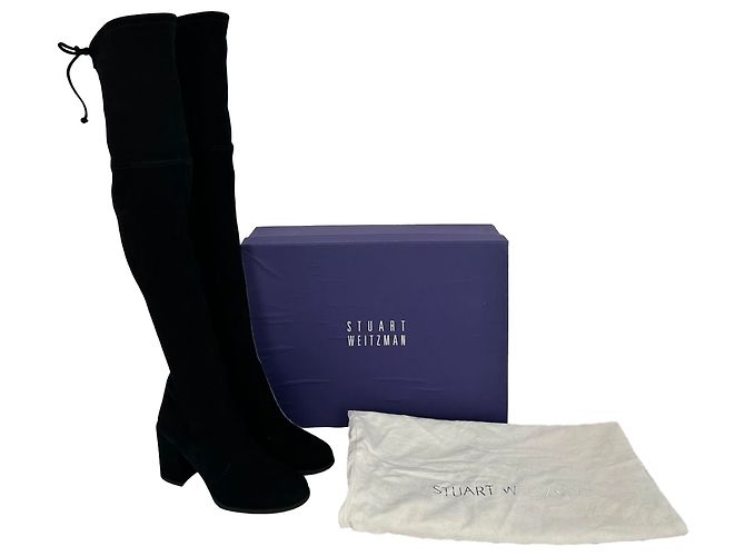 Stivali sopra il ginocchio Stuart Weitzman Tieland in camoscio nero - vista 7