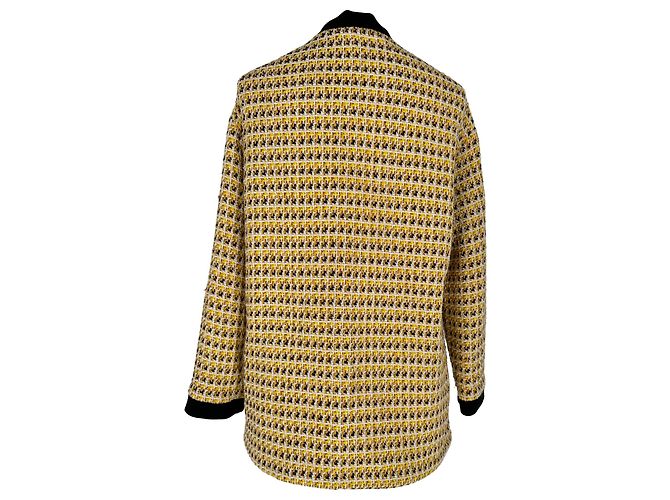 Maje Tweed Pattern Blazer in Yellow Polyester - view 2