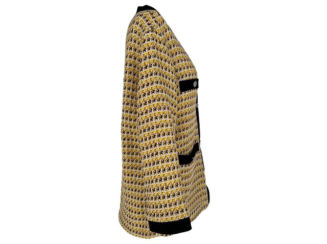 Maje Tweed Pattern Blazer in Yellow Polyester - view 3