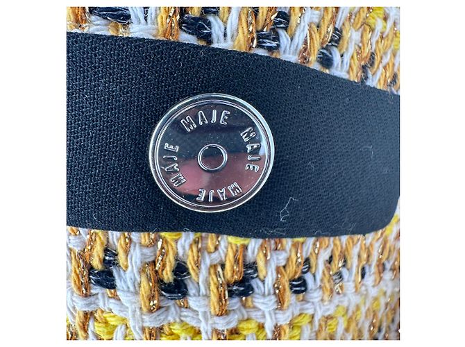 Maje Tweed Pattern Blazer in Yellow Polyester - view 4
