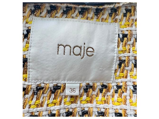 Maje Tweed Pattern Blazer in Yellow Polyester - view 5