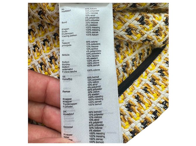 Maje Tweed Pattern Blazer in Yellow Polyester - view 8